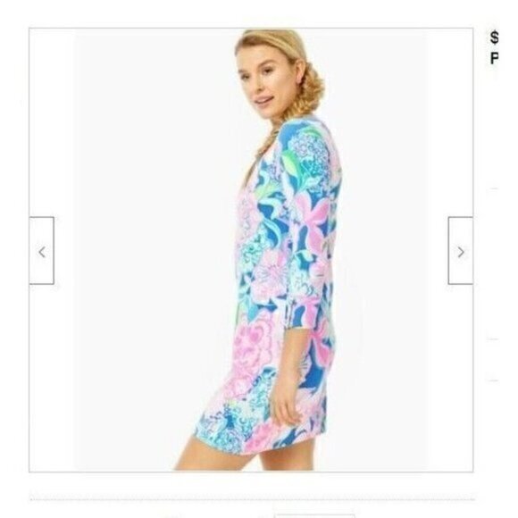 Lilly Pulitzer Sophie Peony For Your Thoughts Dress XXS Pink Blue Floral SPF - Picture 1 of 10